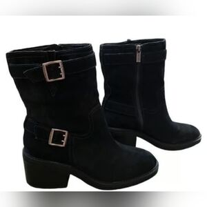 New Vince Camuto Black Buckle Heeled Boots